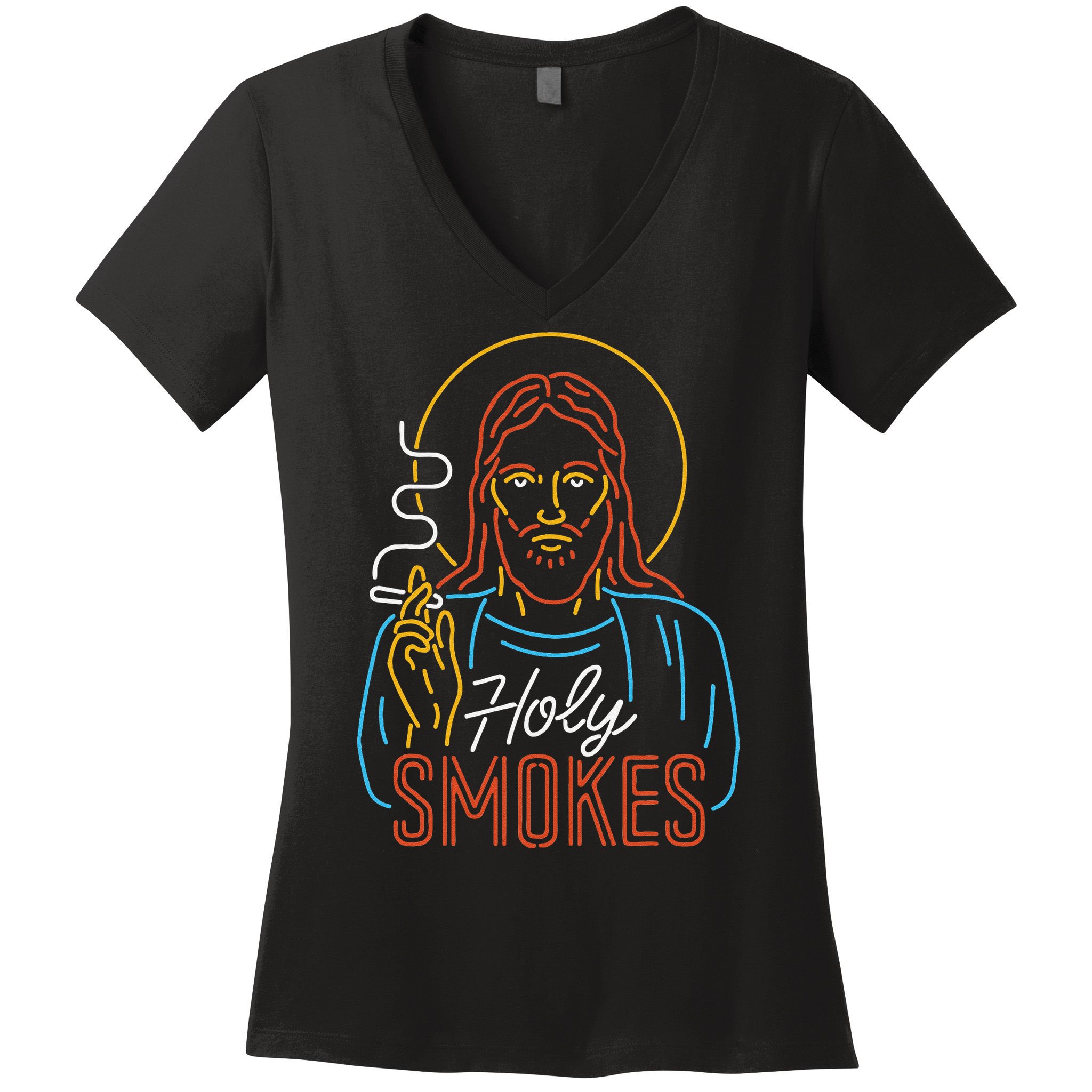 Holy Smokes Funny Jesus Women's V-Neck T-Shirt