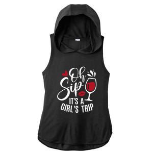 Hello Summer Family Vacation Oh Sip Its A Trip Ladies PosiCharge Tri-Blend Wicking Draft Hoodie Tank