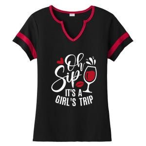 Hello Summer Family Vacation Oh Sip Its A Trip Ladies Halftime Notch Neck Tee