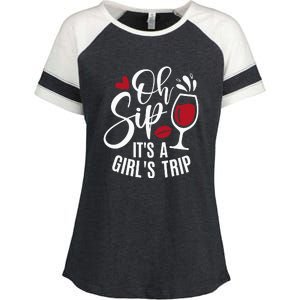 Hello Summer Family Vacation Oh Sip Its A Trip Enza Ladies Jersey Colorblock Tee