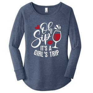 Hello Summer Family Vacation Oh Sip Its A Trip Women's Perfect Tri Tunic Long Sleeve Shirt