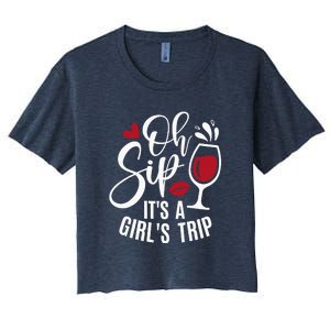 Hello Summer Family Vacation Oh Sip Its A Trip Women's Crop Top Tee