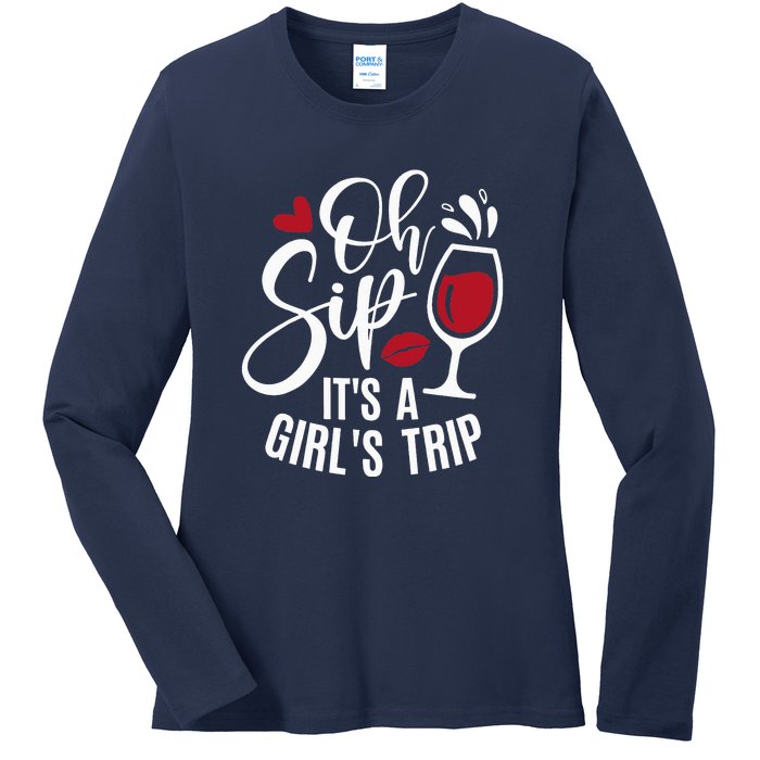 Hello Summer Family Vacation Oh Sip Its A Trip Ladies Long Sleeve Shirt