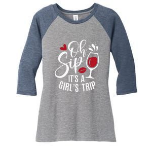 Hello Summer Family Vacation Oh Sip Its A Trip Women's Tri-Blend 3/4-Sleeve Raglan Shirt