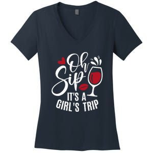 Hello Summer Family Vacation Oh Sip Its A Trip Women's V-Neck T-Shirt