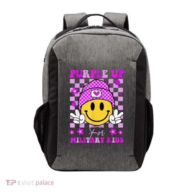 Hippie Smile Face Purple Up For Military Military Child Vector Backpack