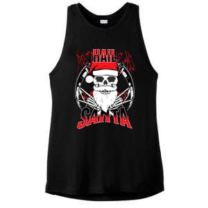 Hail Santa! Funny Christmas Rock On Santa Skeleton Cute Gift Ladies PosiCharge Tri-Blend Wicking Tank