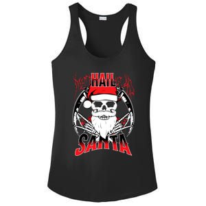 Hail Santa! Funny Christmas Rock On Santa Skeleton Cute Gift Ladies PosiCharge Competitor Racerback Tank