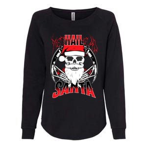 Hail Santa! Funny Christmas Rock On Santa Skeleton Cute Gift Womens California Wash Sweatshirt