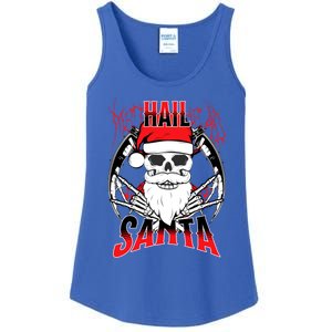 Hail Santa! Funny Christmas Rock On Santa Skeleton Cute Gift Ladies Essential Tank