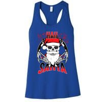 Hail Santa! Funny Christmas Rock On Santa Skeleton Cute Gift Women's Racerback Tank