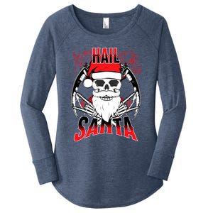 Hail Santa! Funny Christmas Rock On Santa Skeleton Cute Gift Women's Perfect Tri Tunic Long Sleeve Shirt