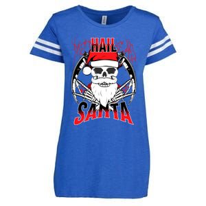 Hail Santa! Funny Christmas Rock On Santa Skeleton Cute Gift Enza Ladies Jersey Football T-Shirt