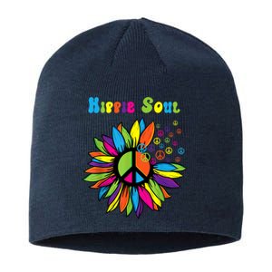 Hippie Soul Funny Peace Sign Daisy Flower Hippies Art Lovers Sustainable Beanie