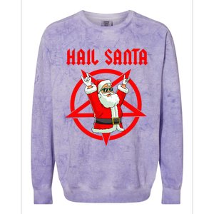 Hail Santa Funny Christmas Heavy Metal Music Gifts Gothic Colorblast Crewneck Sweatshirt