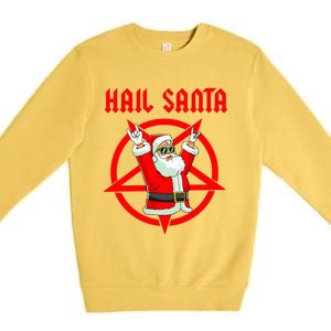 Hail Santa Funny Christmas Heavy Metal Music Gifts Gothic Premium Crewneck Sweatshirt