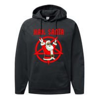 Hail Santa Funny Christmas Heavy Metal Music Gifts Gothic Performance Fleece Hoodie