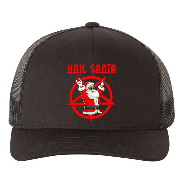 Hail Santa Funny Christmas Heavy Metal Music Gifts Gothic Yupoong Adult 5-Panel Trucker Hat