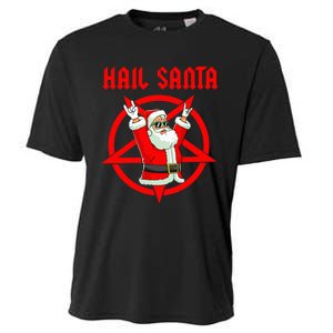 Hail Santa Funny Christmas Heavy Metal Music Gifts Gothic Cooling Performance Crew T-Shirt