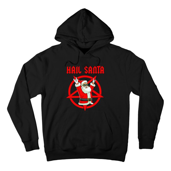 Hail Santa Funny Christmas Heavy Metal Music Gifts Gothic Hoodie