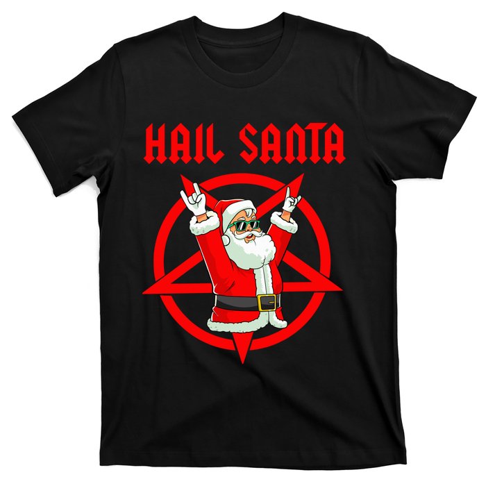 Hail Santa Funny Christmas Heavy Metal Music Gifts Gothic T-Shirt