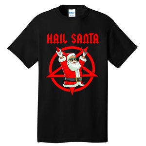 Hail Santa Funny Christmas Heavy Metal Music Gifts Gothic Tall T-Shirt