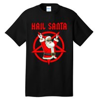 Hail Santa Funny Christmas Heavy Metal Music Gifts Gothic Tall T-Shirt