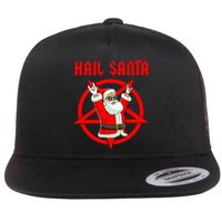 Hail Santa Funny Christmas Heavy Metal Music Gifts Gothic Flat Bill Trucker Hat