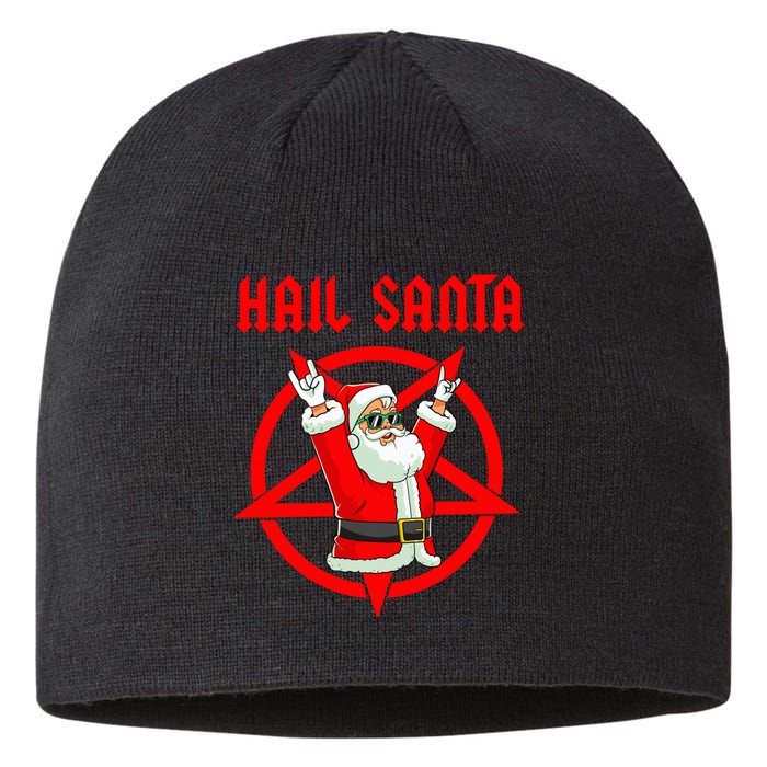 Hail Santa Funny Christmas Heavy Metal Music Gifts Gothic Sustainable Beanie