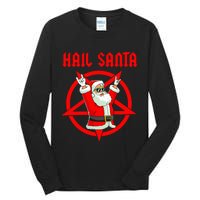 Hail Santa Funny Christmas Heavy Metal Music Gifts Gothic Tall Long Sleeve T-Shirt