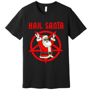 Hail Santa Funny Christmas Heavy Metal Music Gifts Gothic Premium T-Shirt