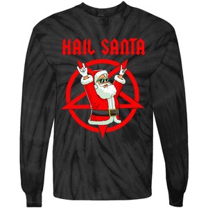 Hail Santa Funny Christmas Heavy Metal Music Gifts Gothic Tie-Dye Long Sleeve Shirt