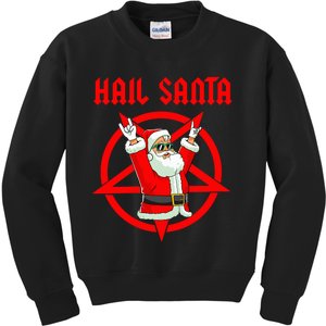 Hail Santa Funny Christmas Heavy Metal Music Gifts Gothic Kids Sweatshirt