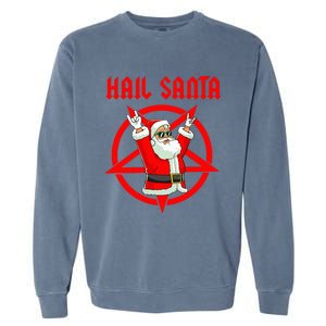 Hail Santa Funny Christmas Heavy Metal Music Gifts Gothic Garment-Dyed Sweatshirt