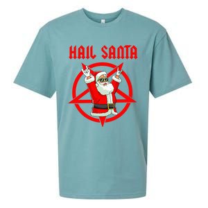 Hail Santa Funny Christmas Heavy Metal Music Gifts Gothic Sueded Cloud Jersey T-Shirt