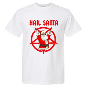 Hail Santa Funny Christmas Heavy Metal Music Gifts Gothic Garment-Dyed Heavyweight T-Shirt