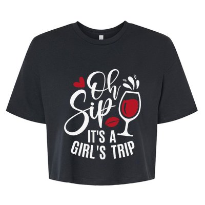 Hello Summer Family Vacation Oh Sip Its A Trip Bella+Canvas Jersey Crop Tee