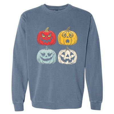 Halloween Spooky Fun Scary Pumpkin Faces Gift Garment-Dyed Sweatshirt