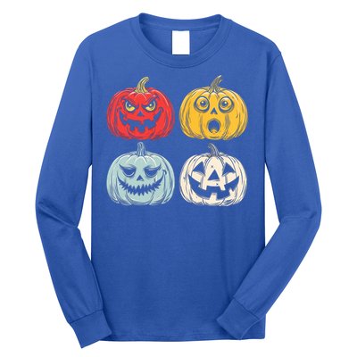 Halloween Spooky Fun Scary Pumpkin Faces Gift Long Sleeve Shirt