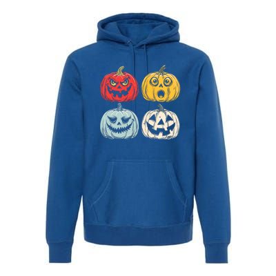 Halloween Spooky Fun Scary Pumpkin Faces Gift Premium Hoodie