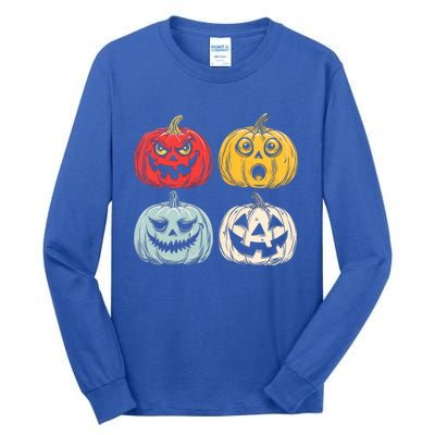 Halloween Spooky Fun Scary Pumpkin Faces Gift Tall Long Sleeve T-Shirt