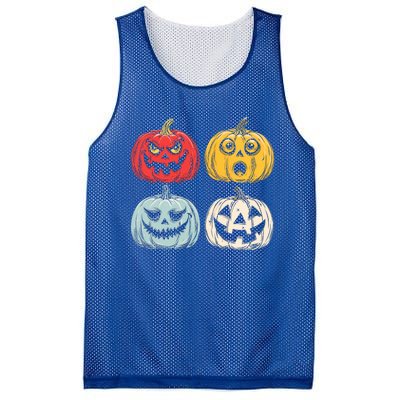 Halloween Spooky Fun Scary Pumpkin Faces Gift Mesh Reversible Basketball Jersey Tank