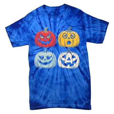 Halloween Spooky Fun Scary Pumpkin Faces Gift Tie-Dye T-Shirt