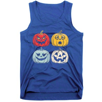 Halloween Spooky Fun Scary Pumpkin Faces Gift Tank Top