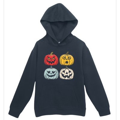 Halloween Spooky Fun Scary Pumpkin Faces Gift Urban Pullover Hoodie