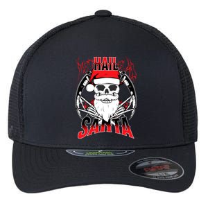 Hail Santa! Funny Christmas Rock On Santa Skeleton Cute Gift Flexfit Unipanel Trucker Cap