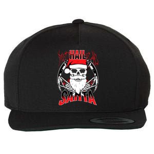 Hail Santa! Funny Christmas Rock On Santa Skeleton Cute Gift Wool Snapback Cap