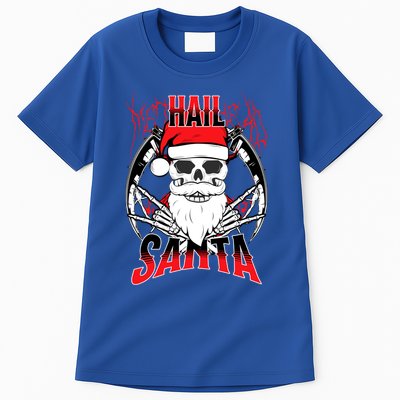 Hail Santa! Funny Christmas Rock On Santa Skeleton Cute Gift Tall T-Shirt