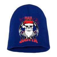 Hail Santa! Funny Christmas Rock On Santa Skeleton Cute Gift Short Acrylic Beanie