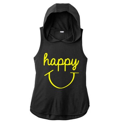 Happy Smiley Face Shirt Ladies PosiCharge Tri-Blend Wicking Draft Hoodie Tank